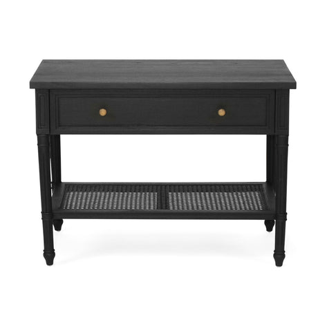 Hampton Mindi Wood Bedside Table/ Nightstand –  Black– 0.91m