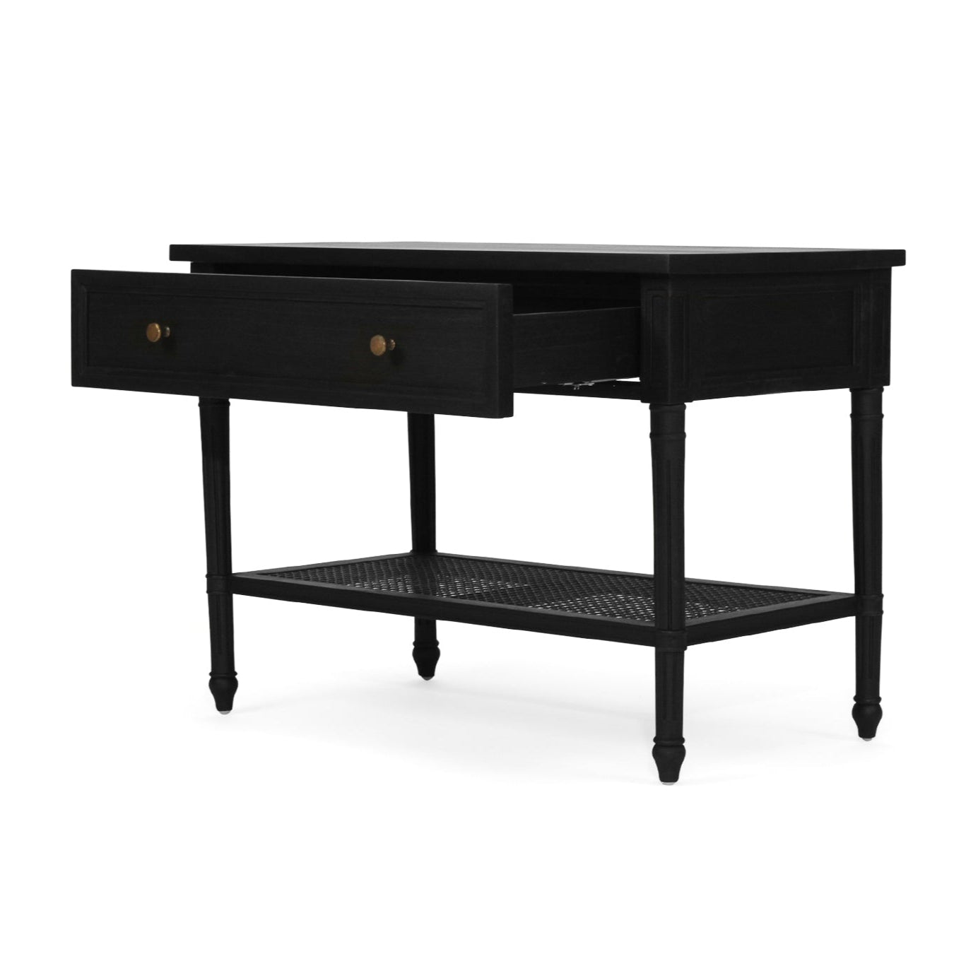 Hampton Mindi Wood Bedside Table/ Nightstand –  Black– 0.91m