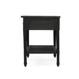 Hampton Mindi Wood Bedside Table/ Nightstand –  Black– 0.91m