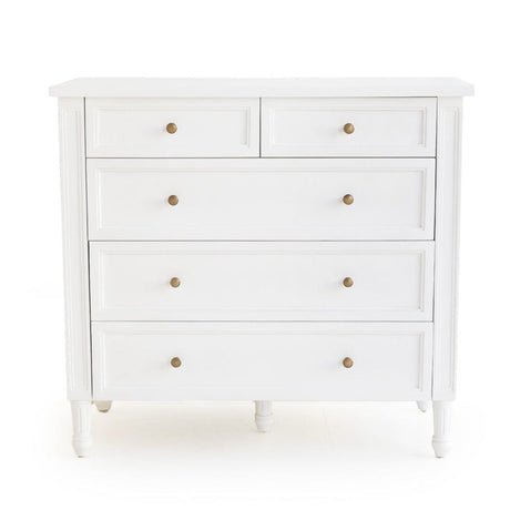 Hampton Solid Mahogan  Dresser – 5 Drawer - 1.0m - White