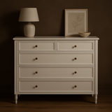 Hampton Solid Mahogan  Dresser – 5 Drawer - 1.0m - White