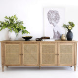 Hampton Weathered Oak Cane Four Door Sideboard - 2.04m
