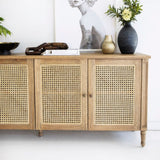 Hampton Weathered Oak Cane Four Door Sideboard - 2.04m