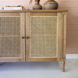 Hampton Weathered Oak Cane Four Door Sideboard - 2.04m