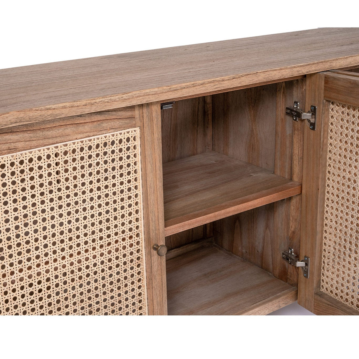 Hampton Weathered Oak Cane Four Door Sideboard - 2.04m