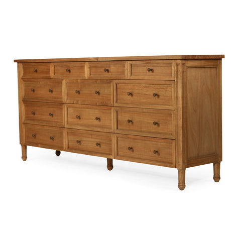 Hampton Weathered Oak Dresser  13 Drawer – 2.0m