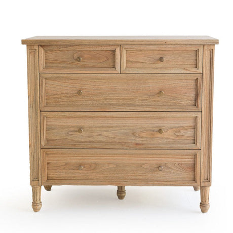 Hampton Weathered Oak Dresser – 5 Drawer – 1m