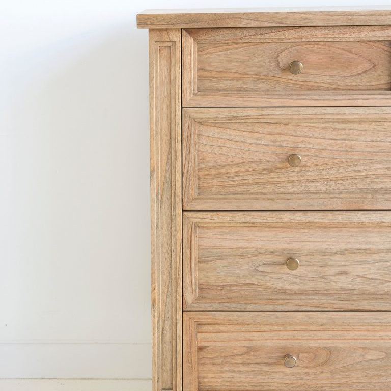 Hampton Weathered Oak Dresser – 5 Drawer – 1m
