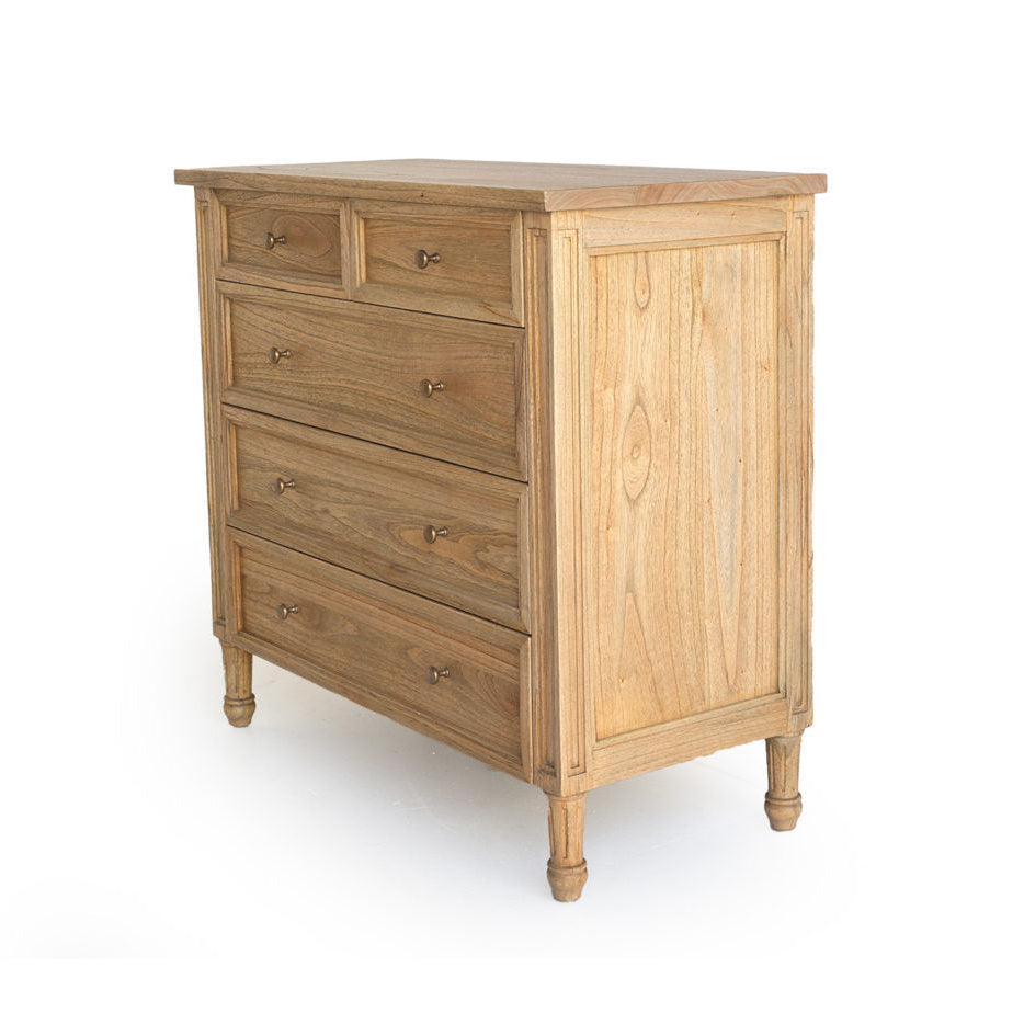 Hampton Weathered Oak Dresser – 5 Drawer – 1m