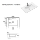ABS MFL2 Light American Oak Freestanding Vanity 600mm