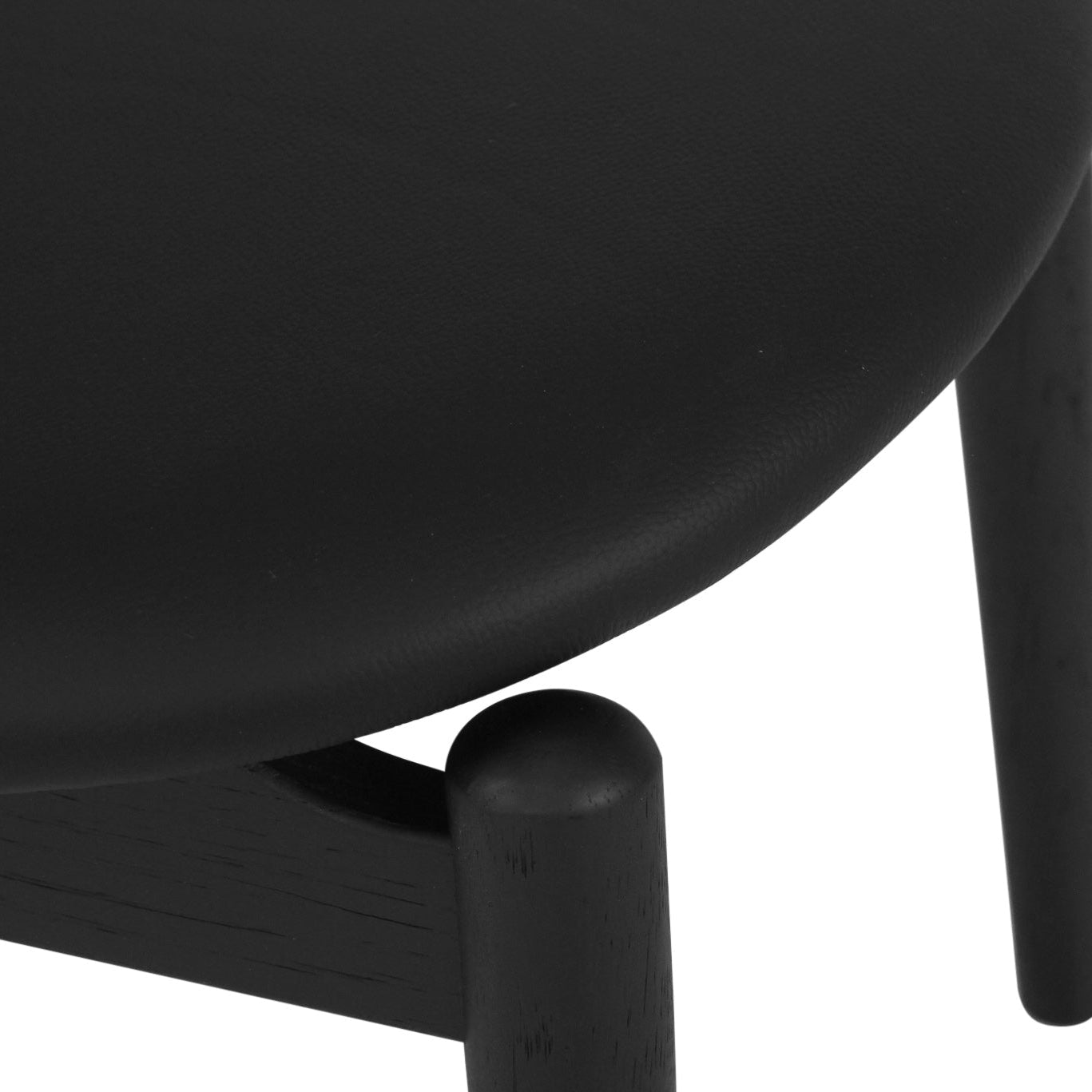 Harlow American Oak Foot Stool – Black with Black Leather