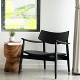 Harlow American Oak Occasional Chair – Black with Leather Seat