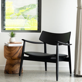 Harlow American Oak Occasional Chair – Black with Leather Seat