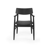 Harlow American Oak frame Dining Armchair – Black with Timber Seat