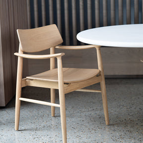 Harlow American Oak frame Dining Armchair – Natural with Timber Seat