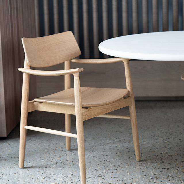 Harlow American Oak frame Dining Armchair – Natural with Timber Seat