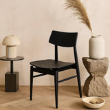 Harlow Black American Oak Dining Chair – Black with Timber Seat