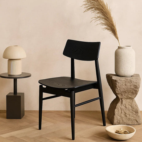 Harlow Black American Oak Dining Chair – Black with Timber Seat