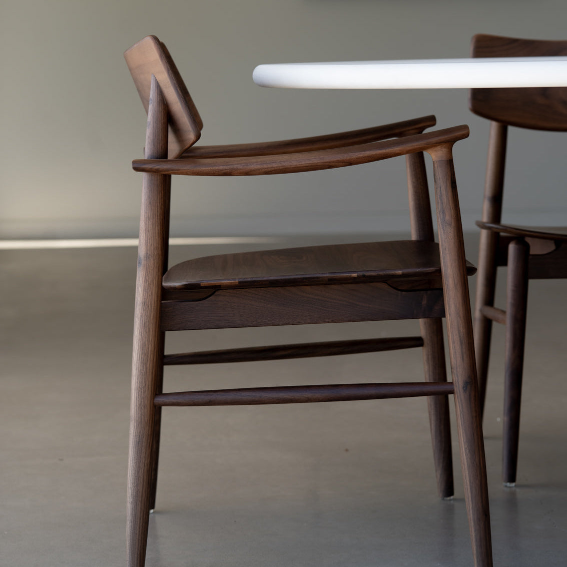 Harlow Black American Walnut Dining Armchair – Walnut with Timber Seat