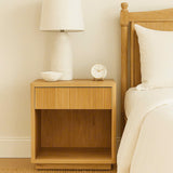 Harlow Black Oak Bedside Table – Natural