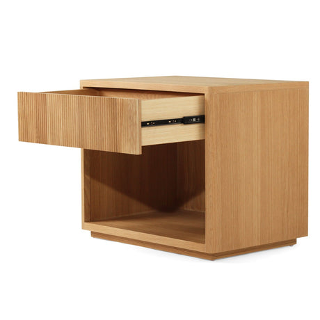 Harlow Black Oak Bedside Table – Natural