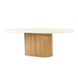 Harlow Oak veneer Oval Coffee Table – 1.5m – Natural Oak Base