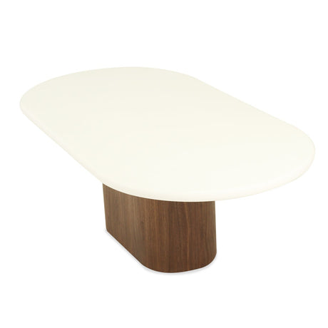 Harlow Oak veneer  Oval Coffee Table – 1.5m – Walnut Base