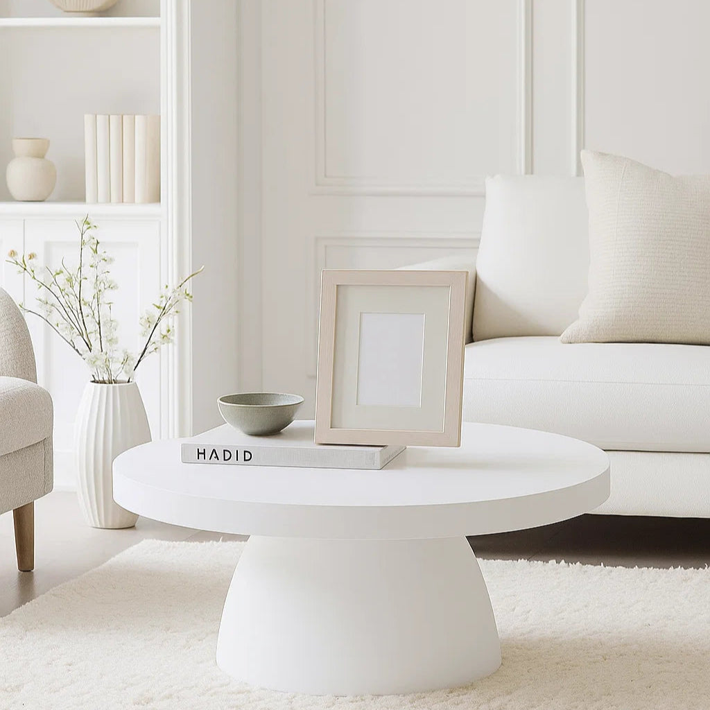 Harper White Micro Cement Coffee Table 0.8m