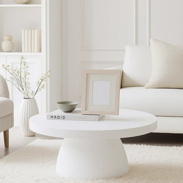 Harper White Micro Cement Coffee Table 0.8m
