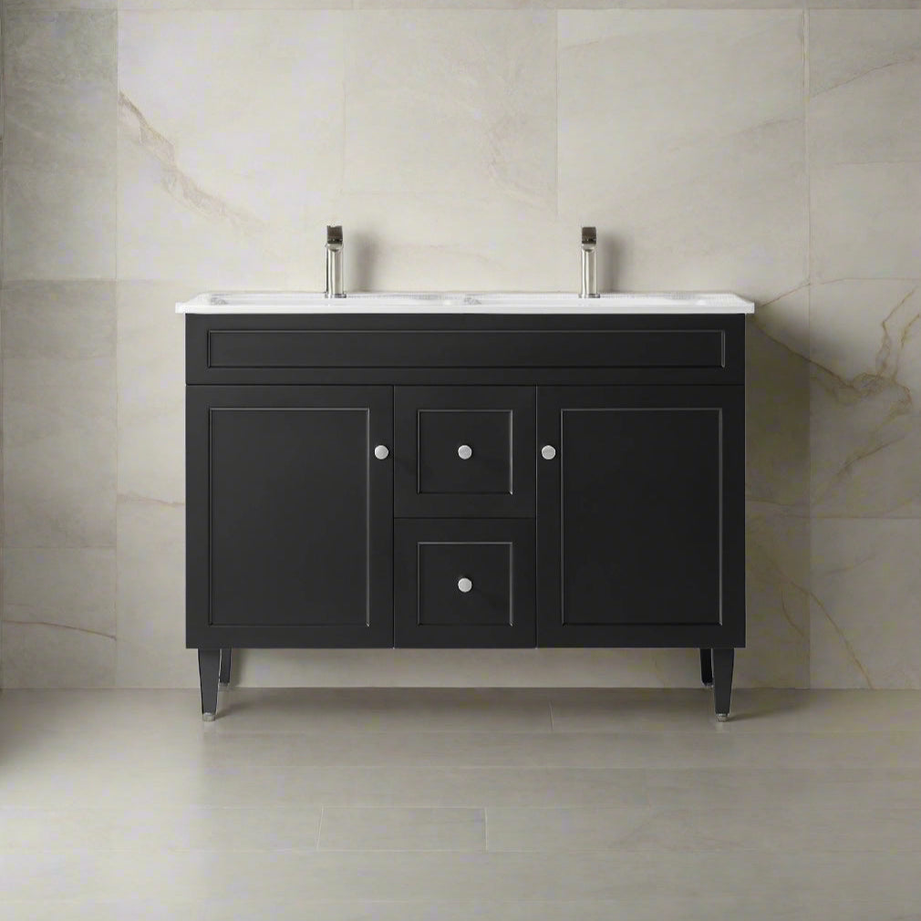 Harrington Floor PVC Cabinet Vanity 1200mm (Matte Black) (Double Bowl)