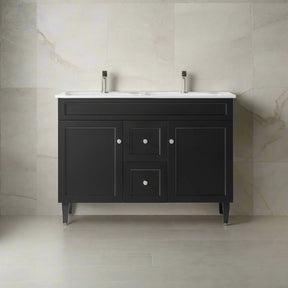 Harrington Floor PVC Cabinet Vanity 1200mm (Matte Black) (Double Bowl)