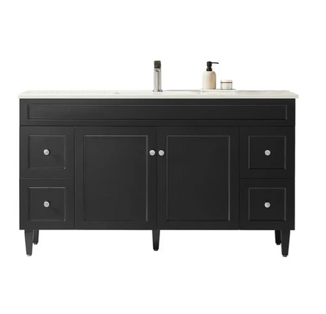 Harrington Floor PVC Cabinet Vanity 1500mm (Matte Black) (Single Bowl)