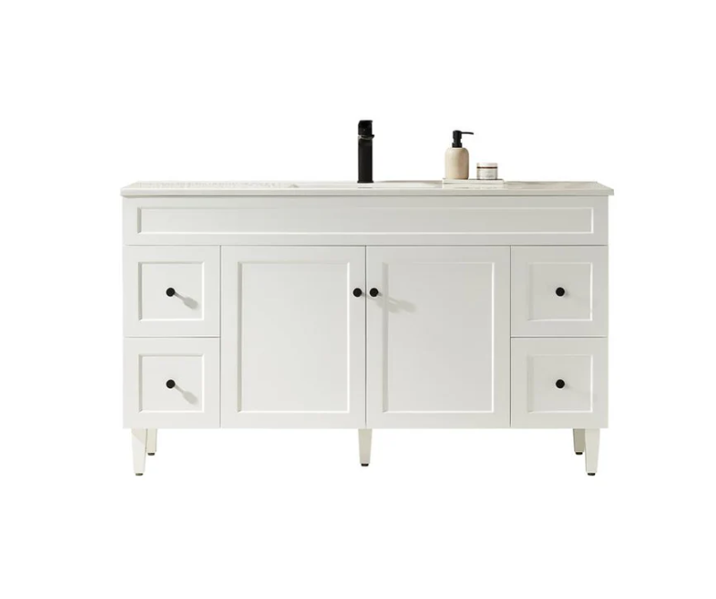 Harrington Floor PVC Cabinet Vanity 1500mm (Single Bowl/Double Bowl) (Matte White)