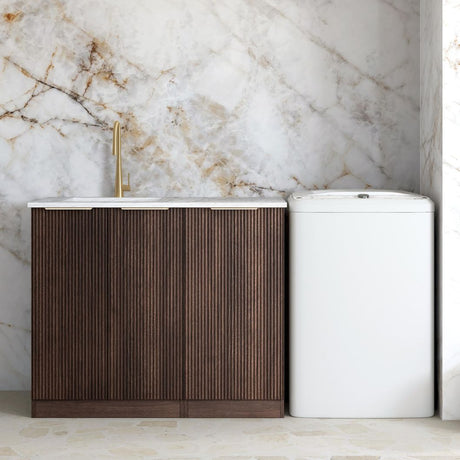 Havana Sable Walnut Base Laundry Cabinet with Stone Top and Sink 1060x600x900