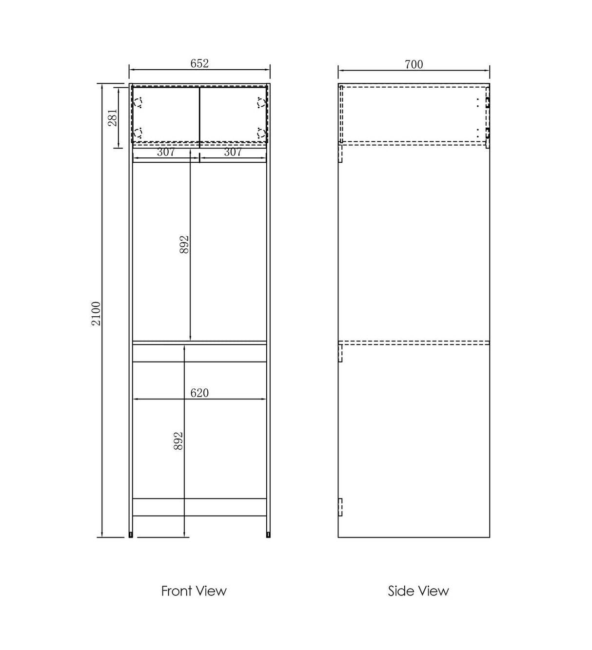 Havana Tall Washing Machine Cabinet (2100mm)-drawing