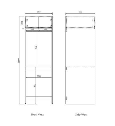 Havana Tall Washing Machine Cabinet (2100mm)-drawing