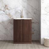 Havana Walnut Mini Laundry Cabinet with Stone Top Set 650x600x900mm (Style A)