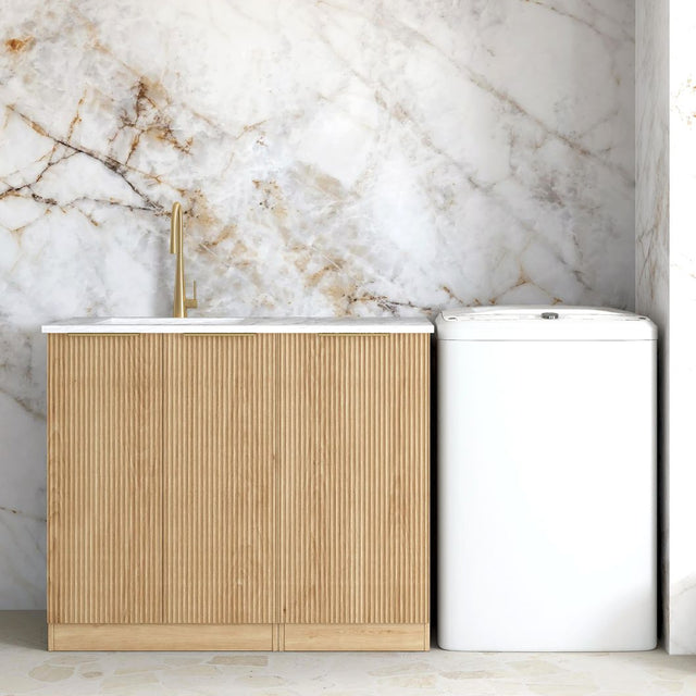 Havana Woodland Oak Base Laundry Cabinet with Stone Top and Sink 1060x600x900