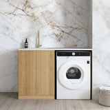 Havana Woodland Oak Base Laundry Cabinet with Stone Top and Sink 1300x600x900