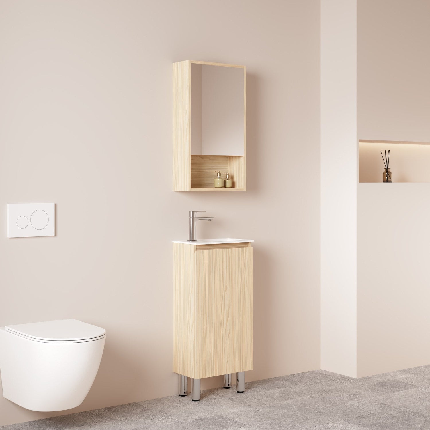 Hera Floor Standing Vanity-MDF-Slim-Tas Oak-400-550mm - 03