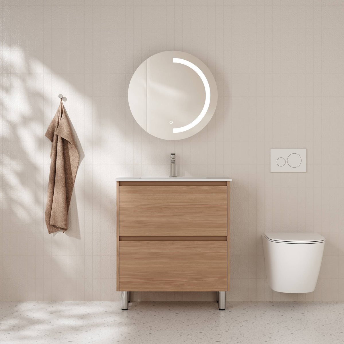 Hera Vanity Floor Standing-MDF-Slim Cabinet-Elegant Oak 750mm - 02