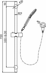 Ideal Hand Shower On Rail (Brushed Gun Metal)