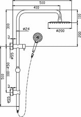 Ideal Shower System With Rail 200mm