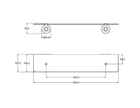 IKON Clasico Glass Shelf - Technical Drawing