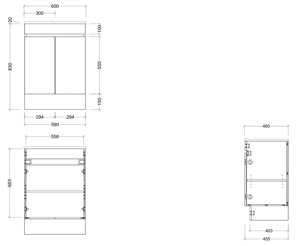 Timberline INDIANA Floor Standing Vanity (All Sizes)