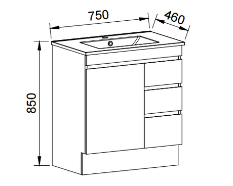 Timberline INDIANA Floor Standing Vanity (All Sizes)