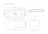 ISEO Ultra-Thin Freestanding Bathtub With Overflow (Gloss White) 1200/1300/1400/1500/1600/1700mm