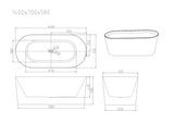 ISEO Ultra-Thin Freestanding Bathtub With Overflow (Gloss White) 1200/1300/1400/1500/1600/1700mm