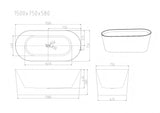 ISEO Ultra-Thin Freestanding Bathtub With Overflow (Gloss White) 1200/1300/1400/1500/1600/1700mm