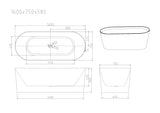ISEO Ultra-Thin Freestanding Bathtub With Overflow (Gloss White) 1200/1300/1400/1500/1600/1700mm